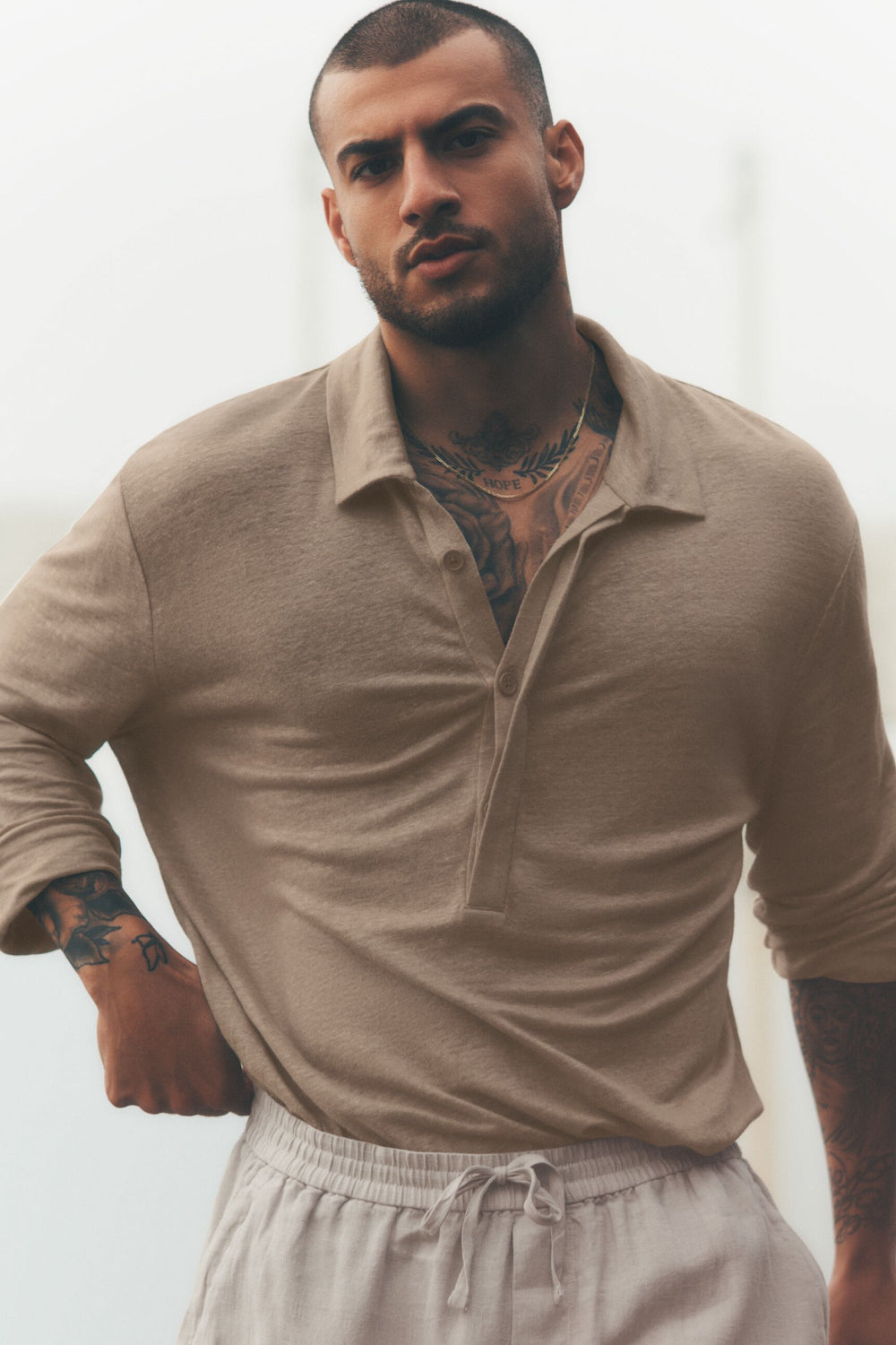 Pull Manches Longues En Jersey De Lin Coastal - Gravel