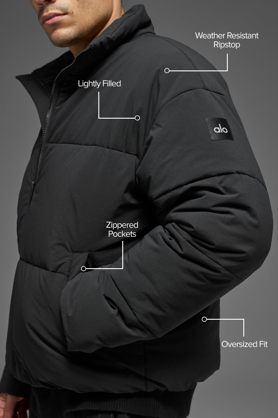 Doudoune En Tissu Stretch Street - Noir