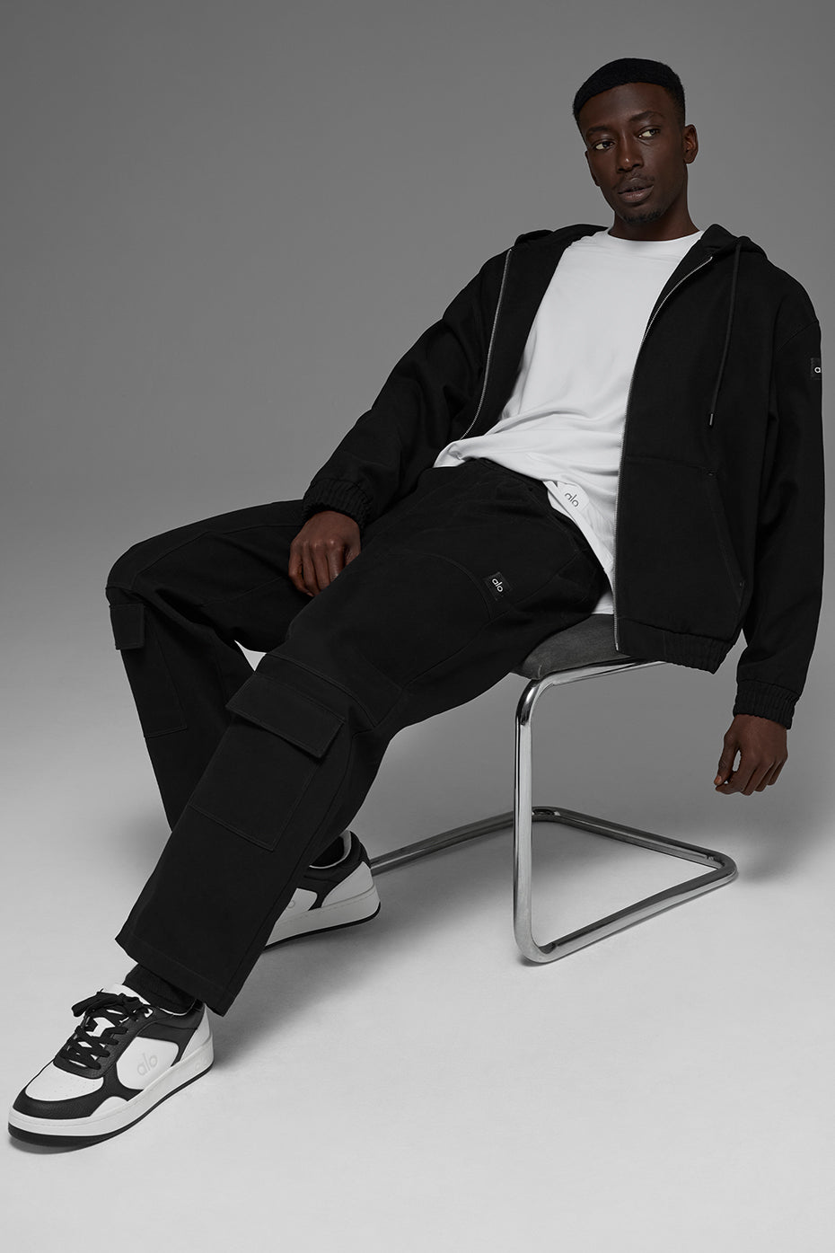 Sweat À Capuche Zippé En Toile De Coton - Noir