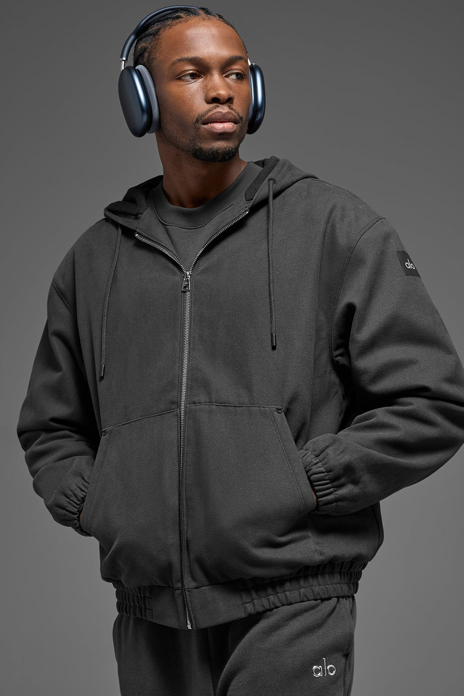 Sweat À Capuche Zippé En Toile De Coton - Anthracite