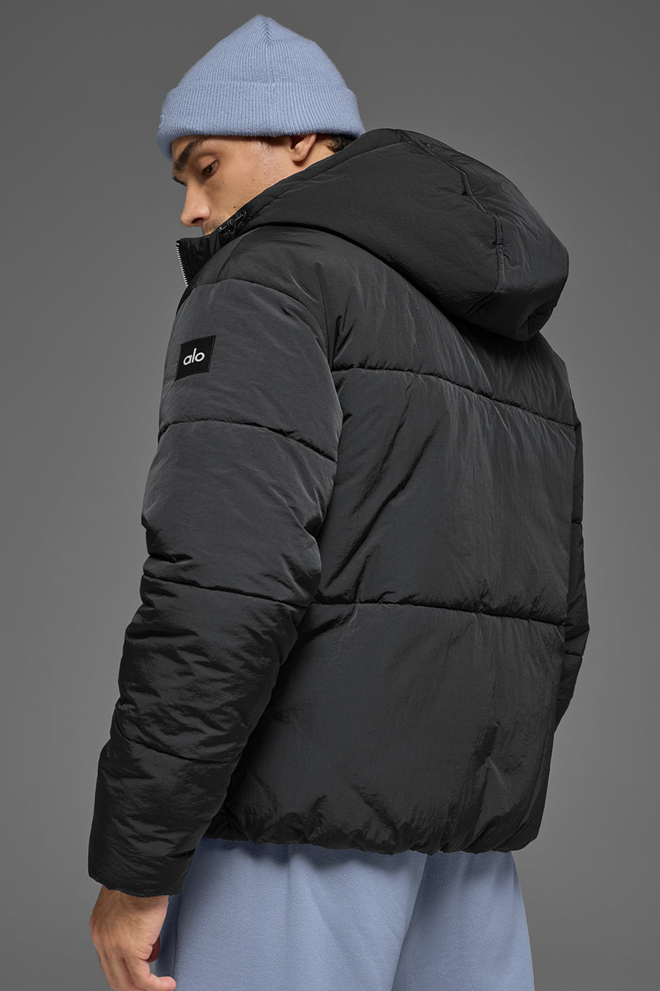 Doudoune À Capuche En Nylon Plissé Stage - Noir