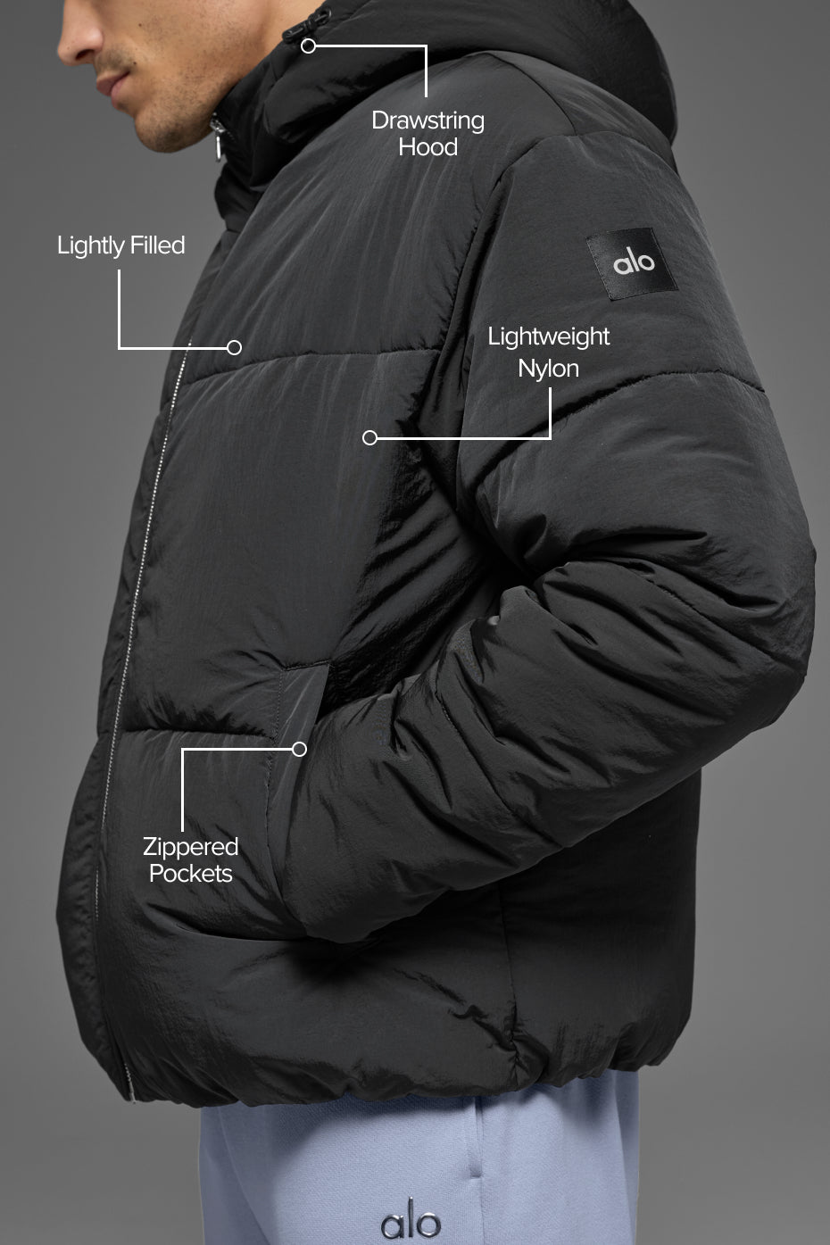 Doudoune À Capuche En Nylon Plissé Stage - Noir