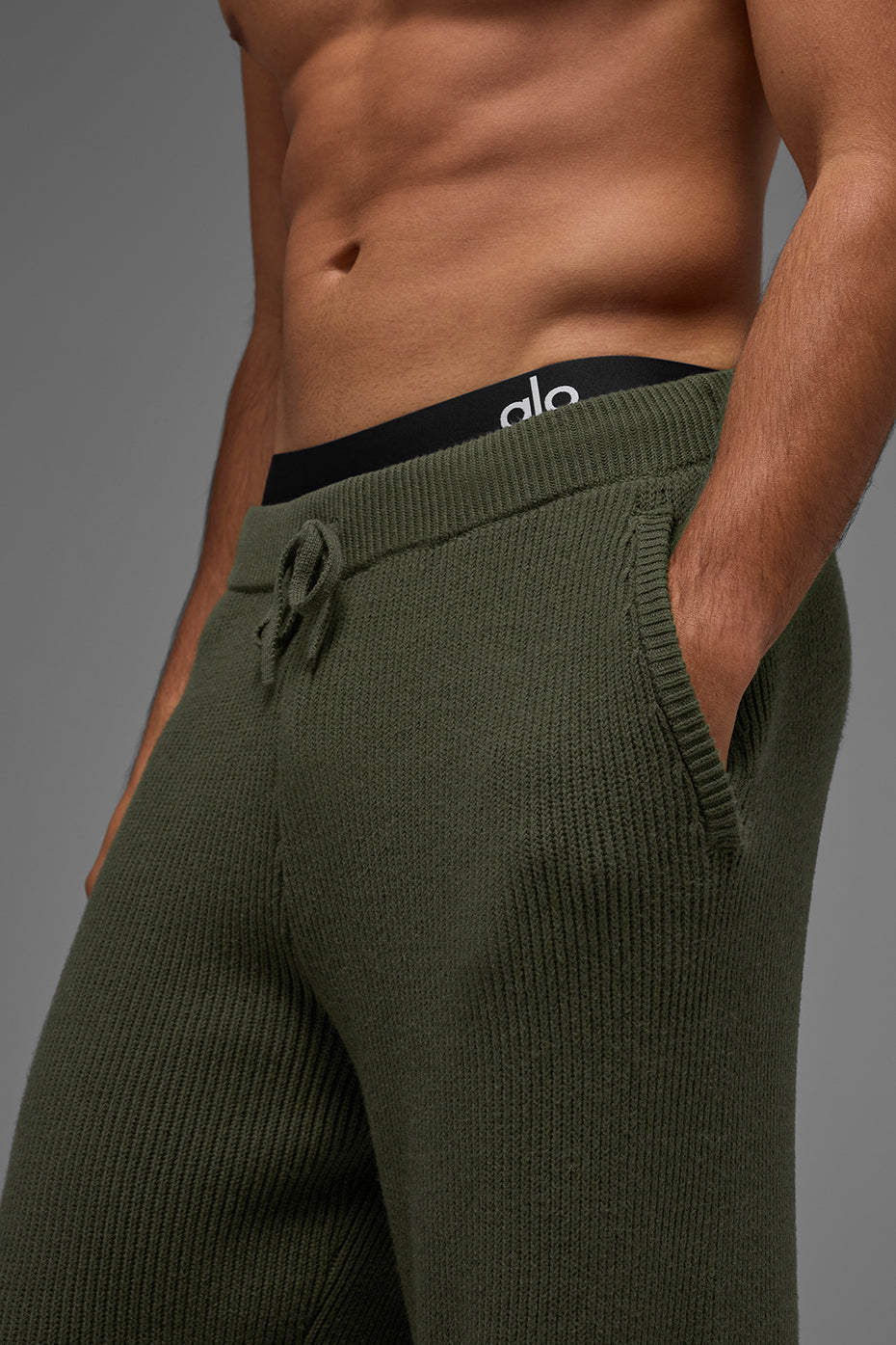 Pantalon De Survêtement En Maille Côtelée Domain - Green Olive