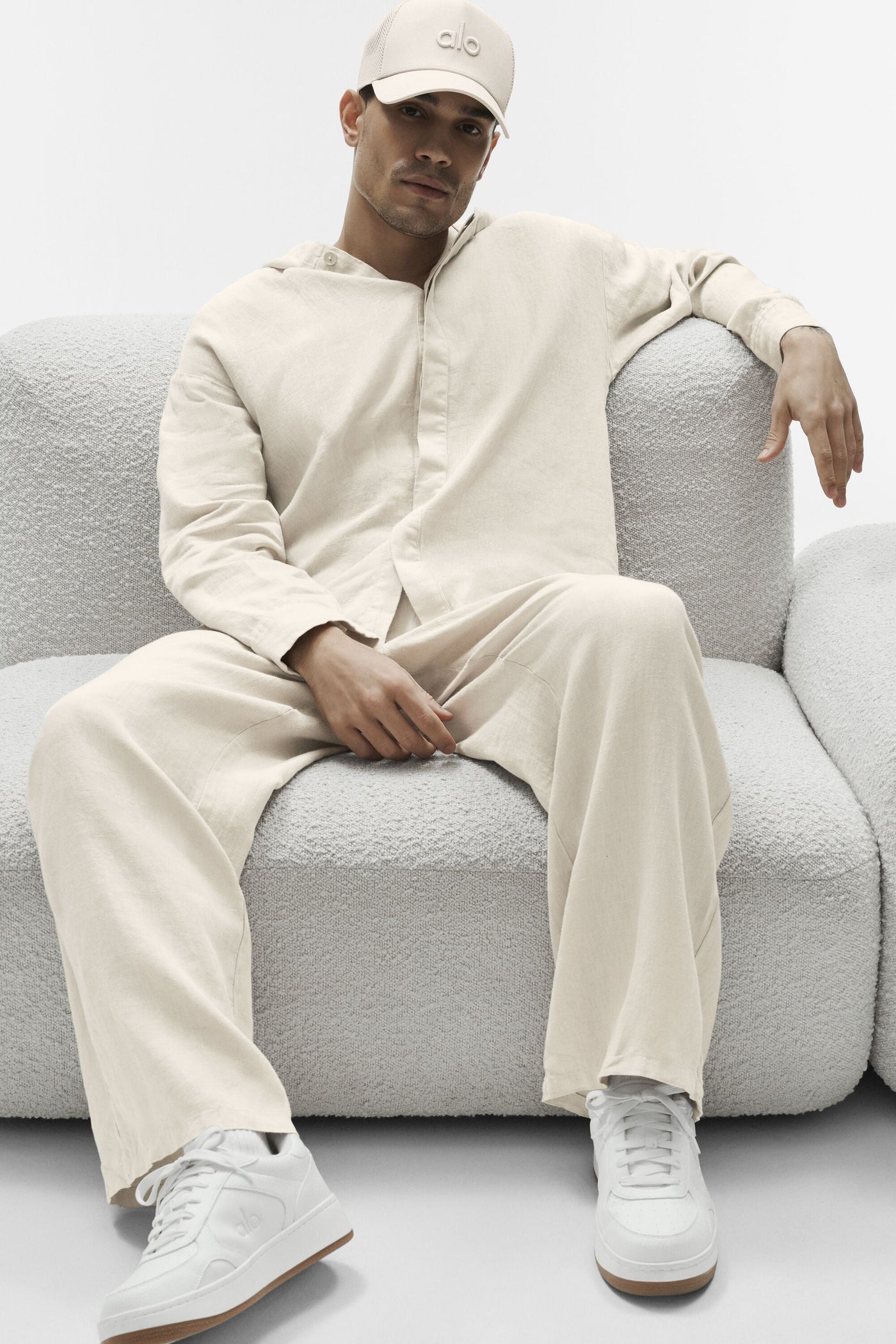 Pantalon Coupe Droite Linen Days - Bone