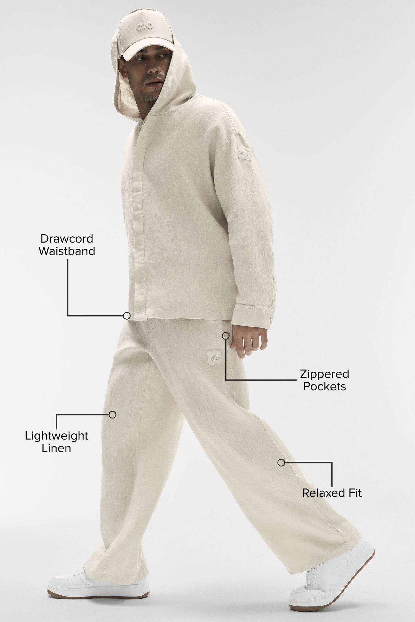 Pantalon Coupe Droite Linen Days - Bone