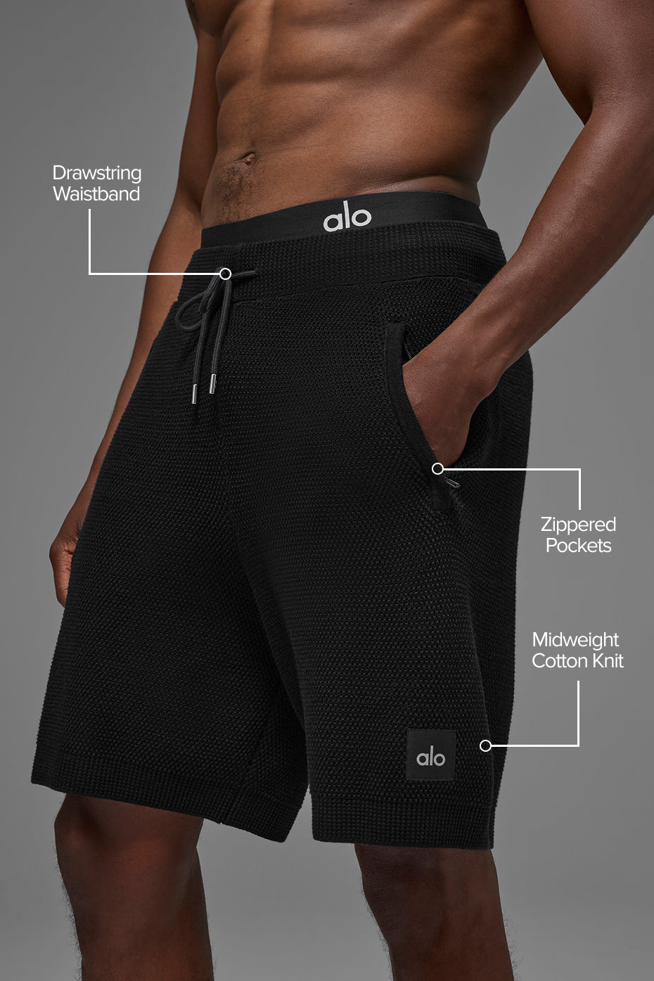Short En Maille Sports Club 7" - Noir