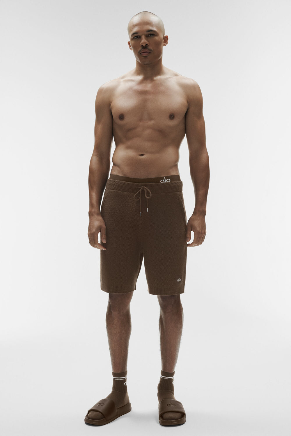 Short en maille avec pull Sports Club 7" - Espresso