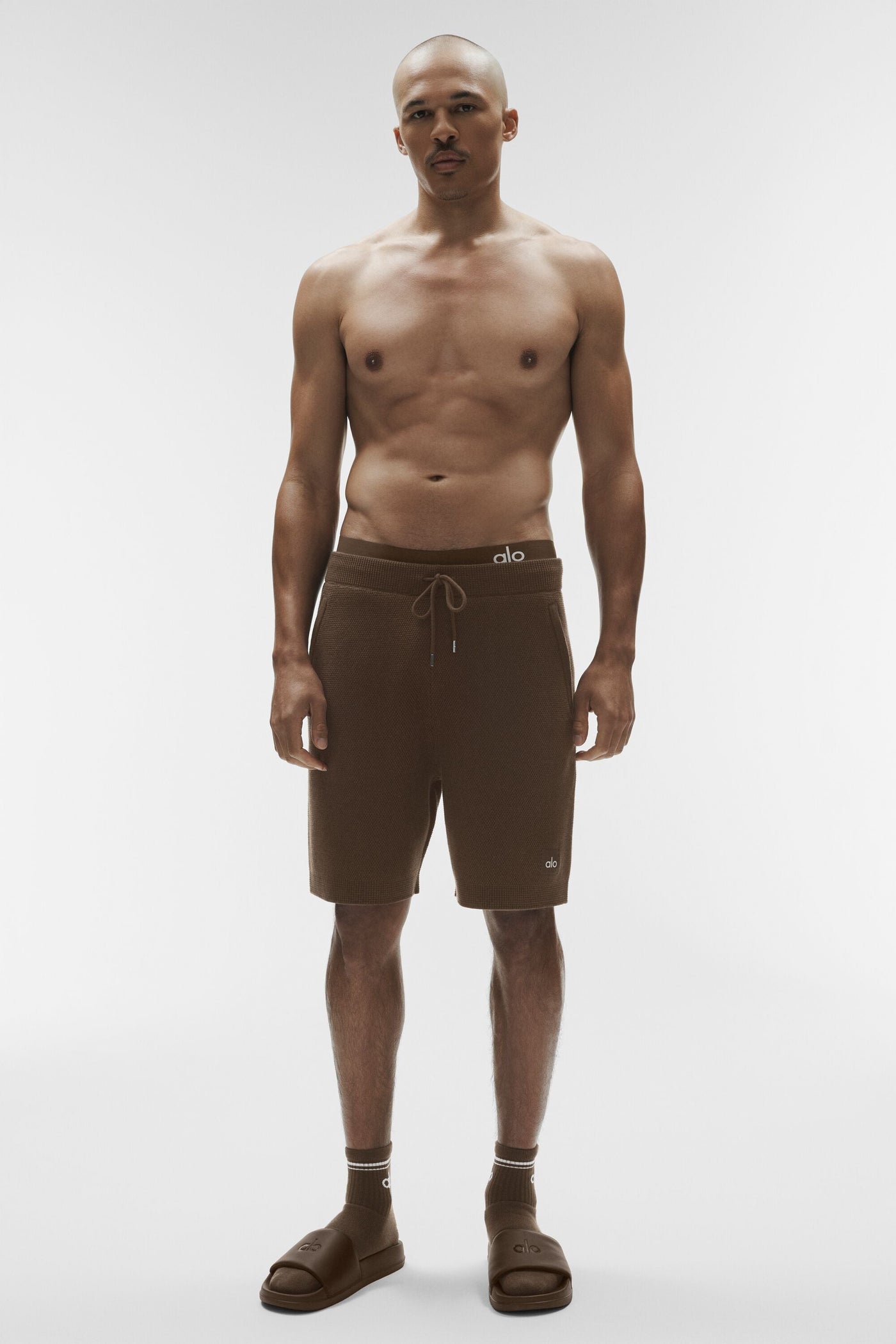 Short en maille avec pull Sports Club 7" - Espresso