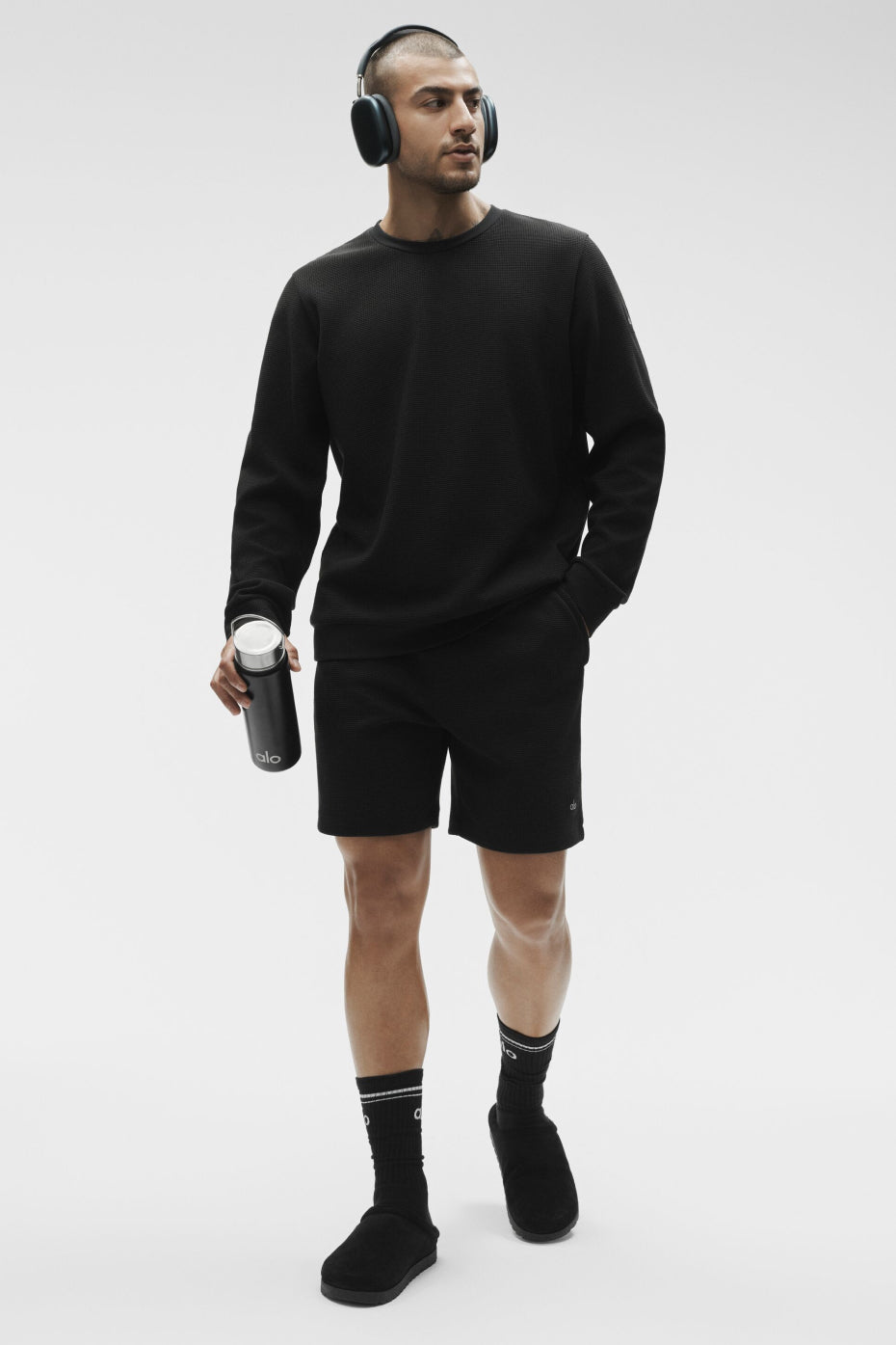 Short confort gaufré 7" - Noir