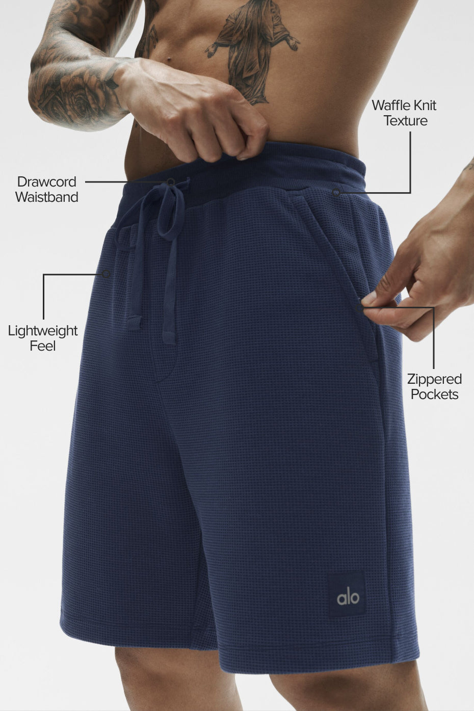 Short de détente gaufré 7 po - Bleu marine