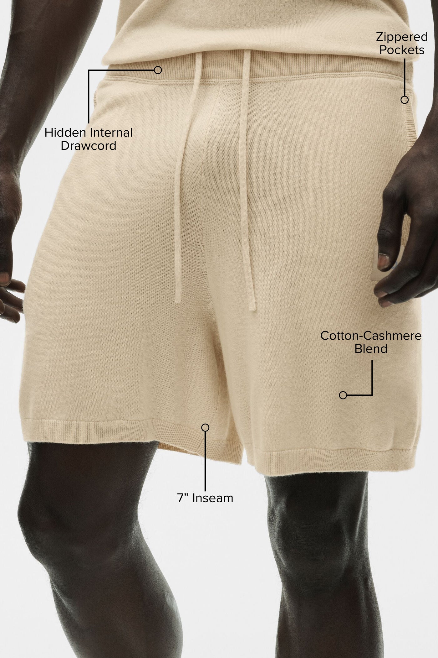 Short Ever Soft 7" en cachemire et coton - Beige sable