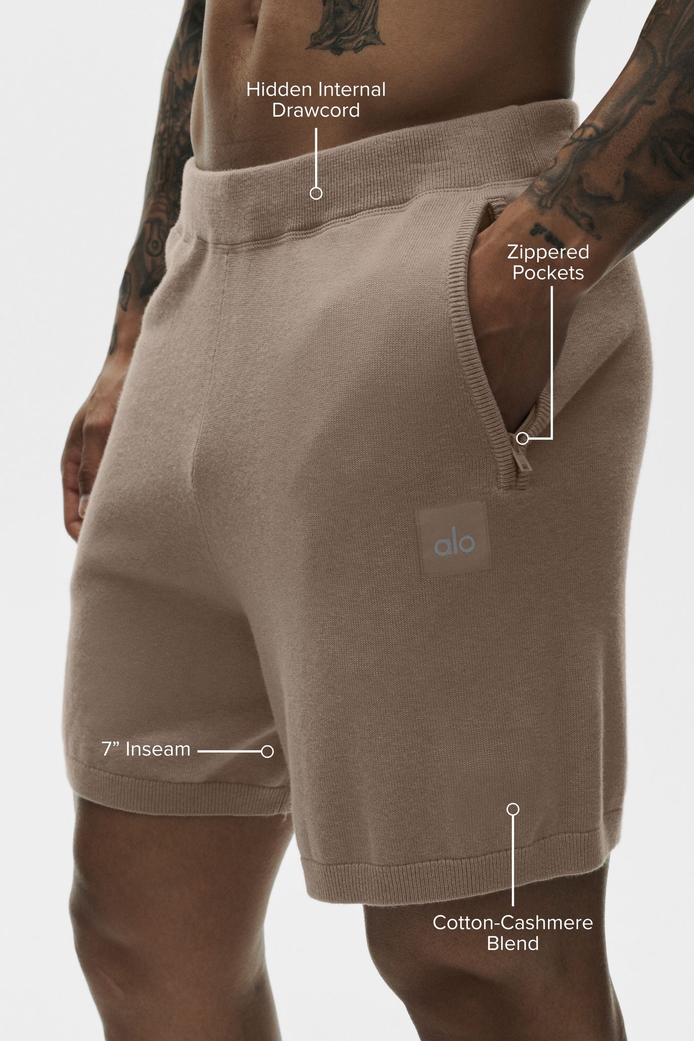 Short Ever Soft 7" en cachemire et coton - Gravel