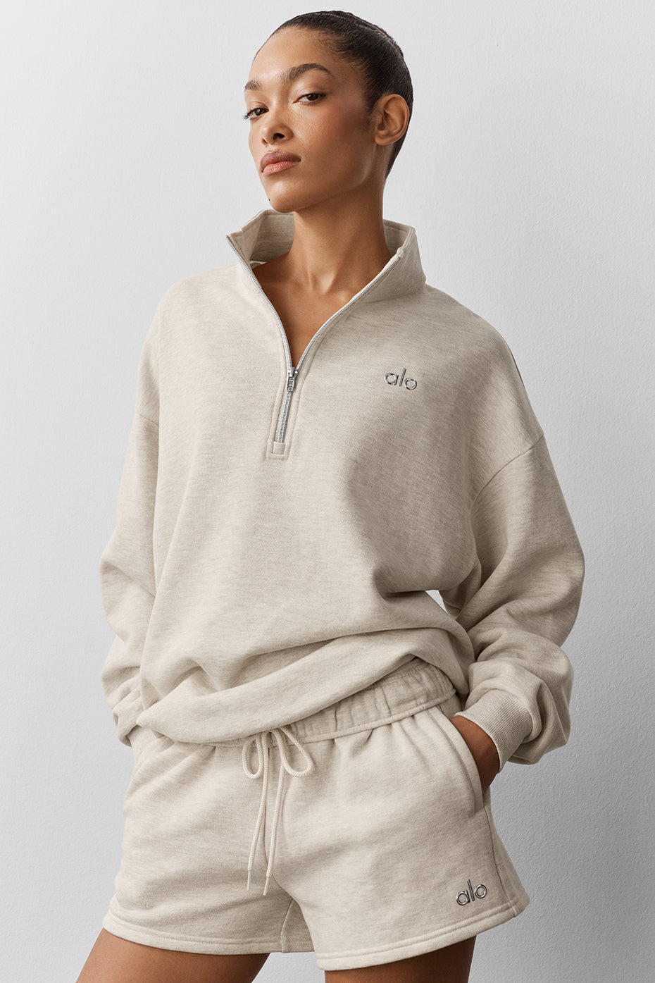 Accolade Pull zippé 1/4 - Oatmeal Heather