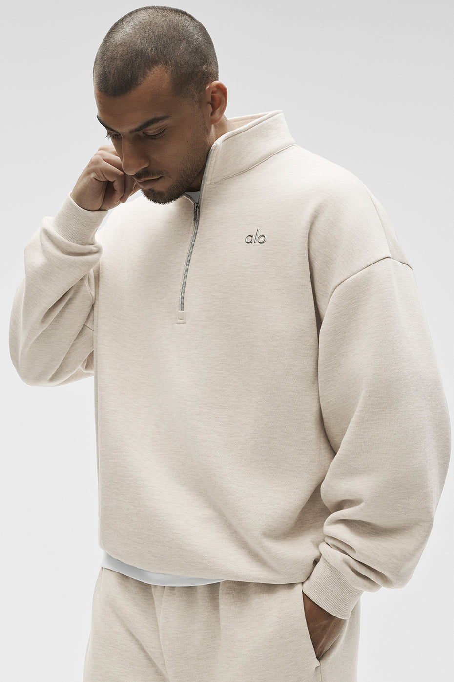 Accolade Pull zippé 1/4 - Oatmeal Heather