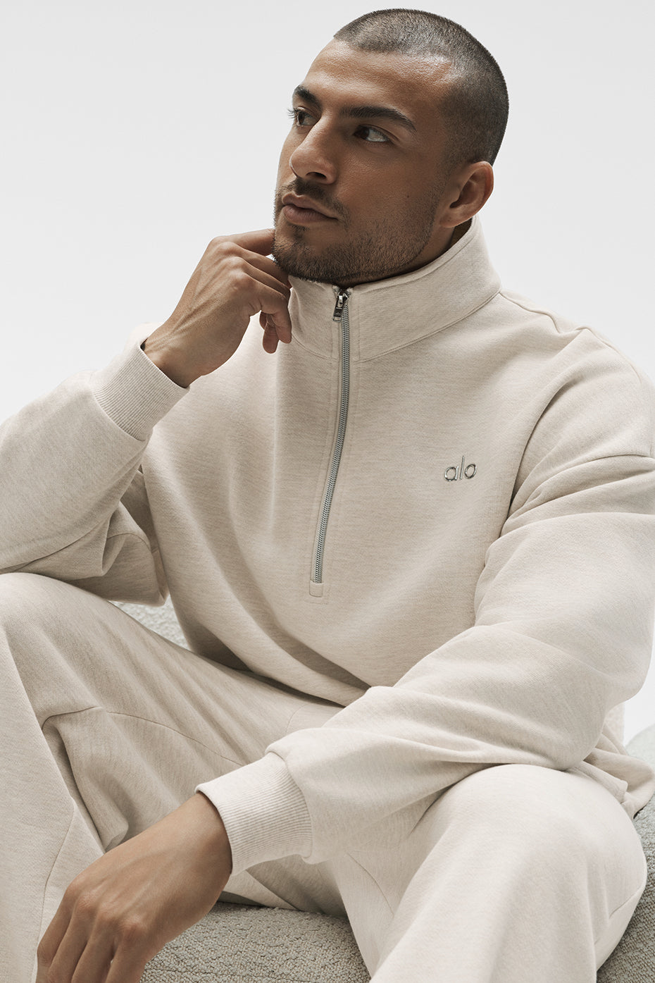 Accolade Pull zippé 1/4 - Oatmeal Heather