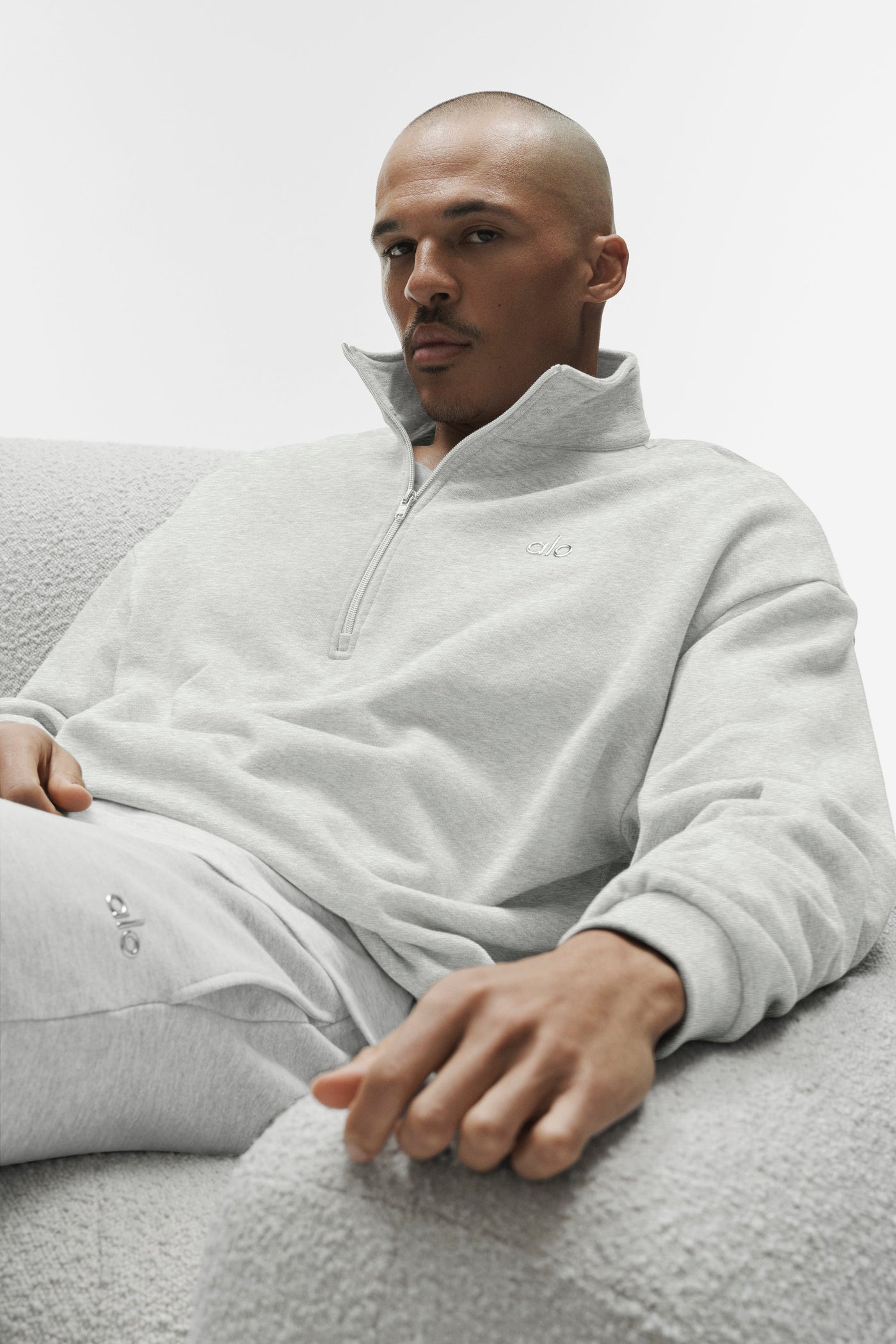 Accolade Pull zippé 1/4 - Blanc chiné