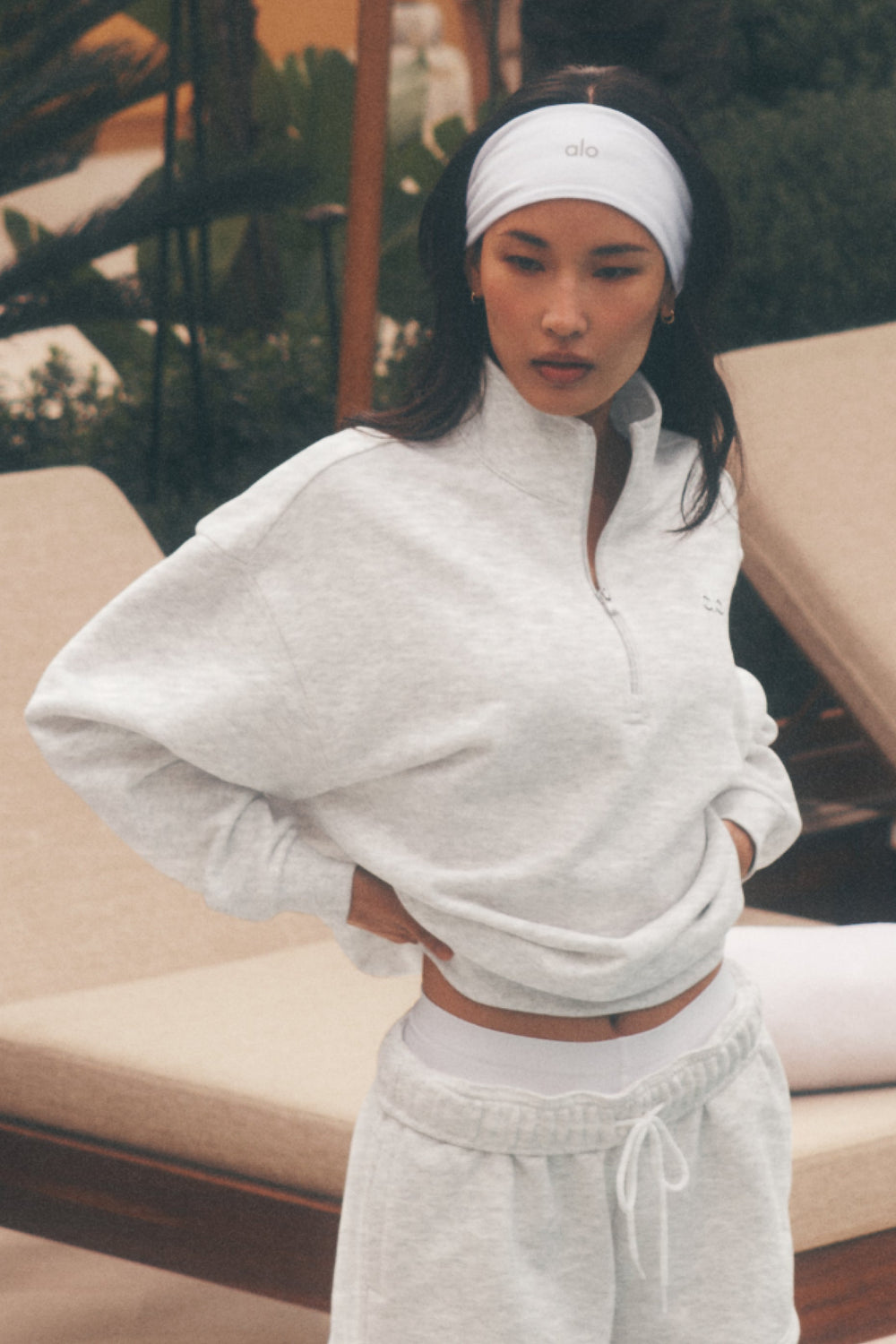 Accolade Pull zippé 1/4 - Blanc chiné
