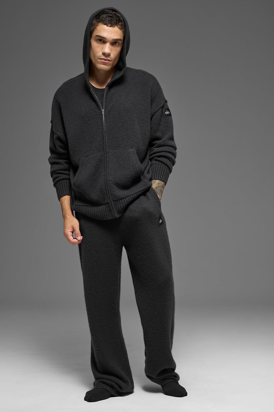 Sweat À Capuche Zippé En Laine Et Cachemire New Class - Noir