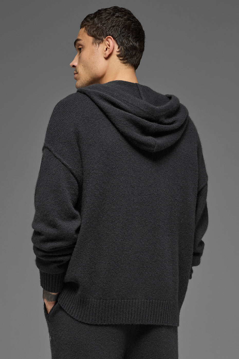 Sweat À Capuche Zippé En Laine Et Cachemire New Class - Noir