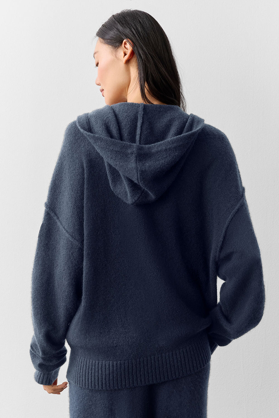 Sweat À Capuche Zippé En Laine Et Cachemire New Class - Navy