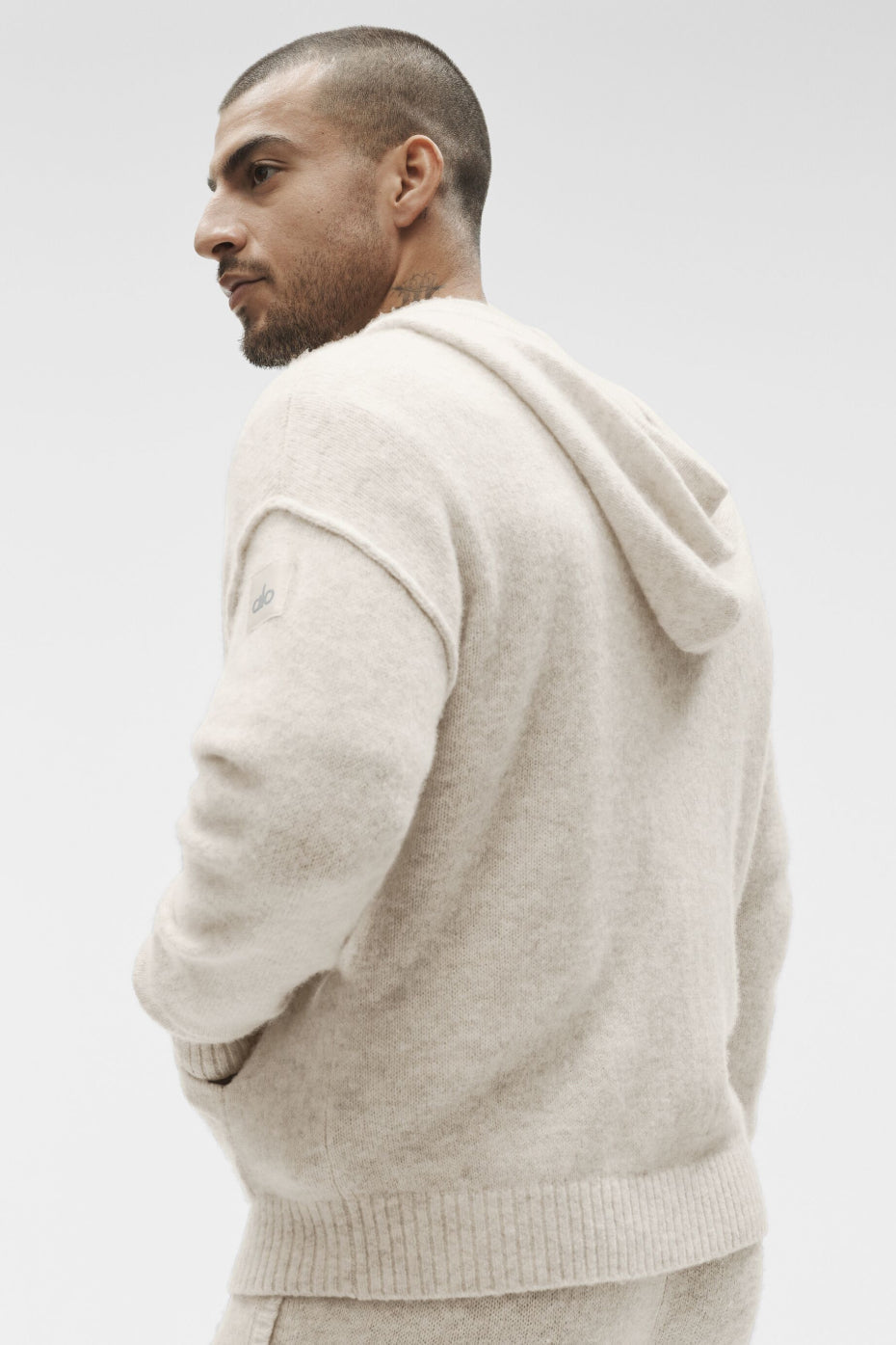Sweat À Capuche Zippé En Laine Et Cachemire New Class - Oatmeal Heather