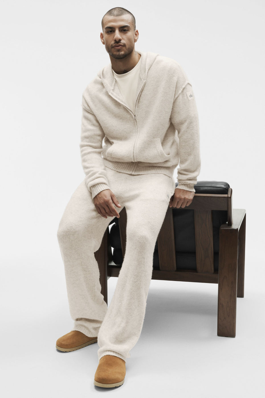 Sweat À Capuche Zippé En Laine Et Cachemire New Class - Oatmeal Heather
