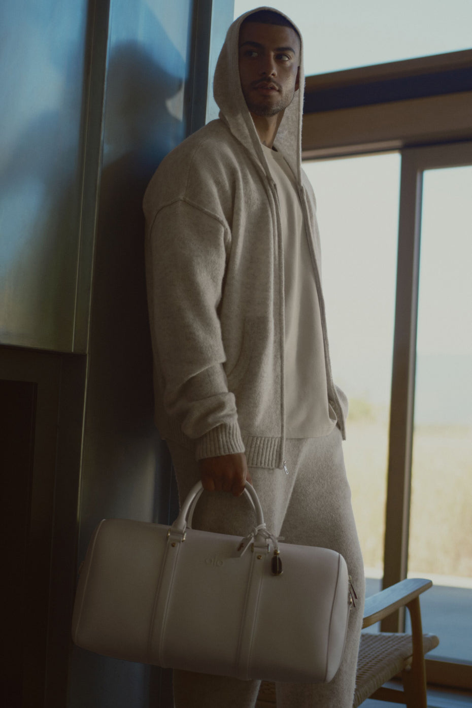 Sweat À Capuche Zippé En Laine Et Cachemire New Class - Oatmeal Heather