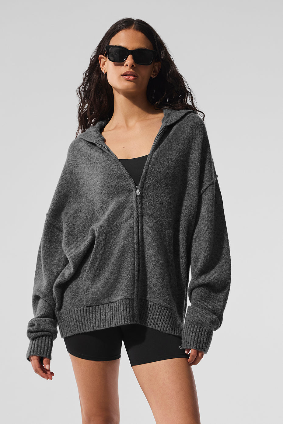 Sweat À Capuche Zippé En Laine Et Cachemire New Class - Platinum Grey