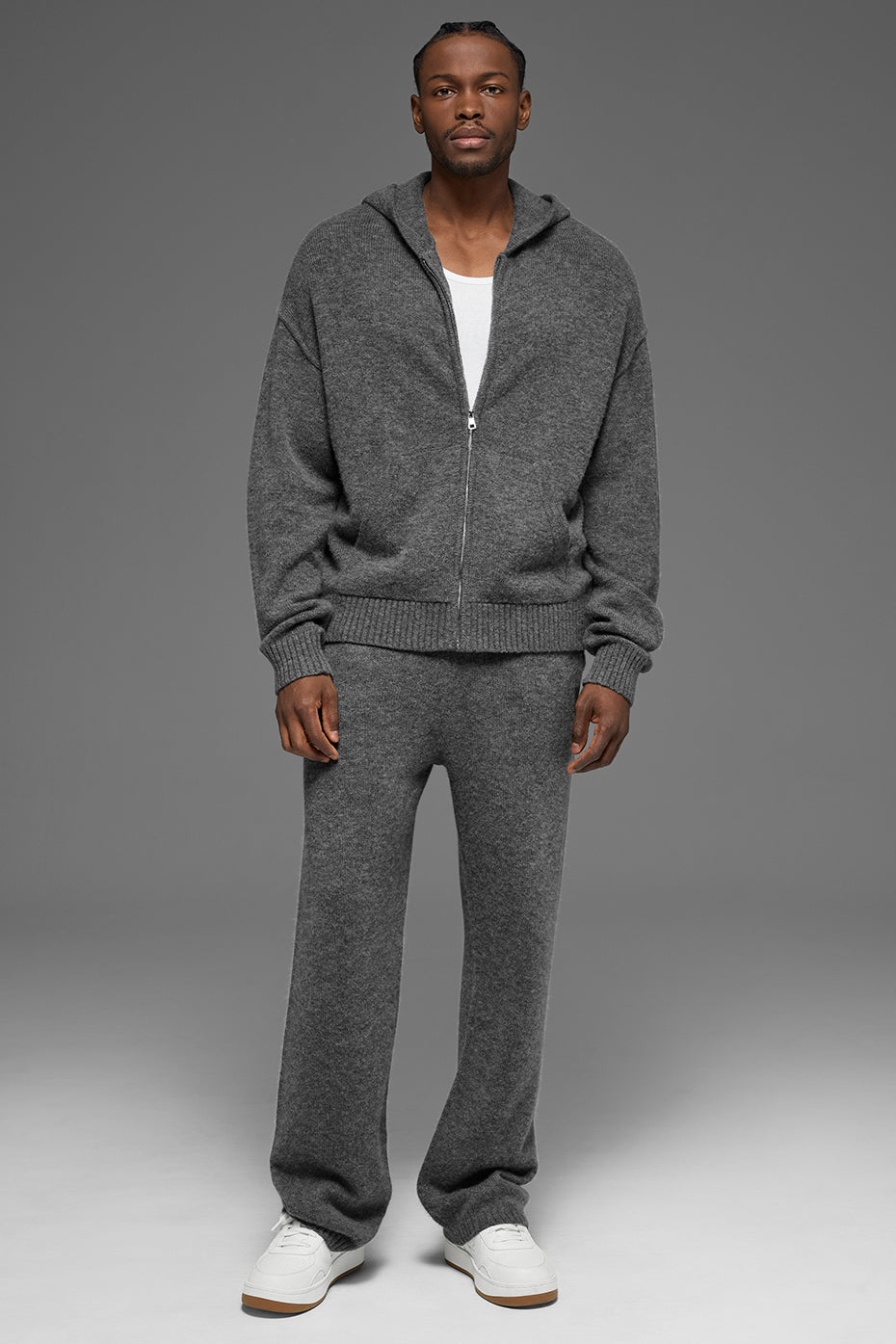 Sweat À Capuche Zippé En Laine Et Cachemire New Class - Platinum Grey