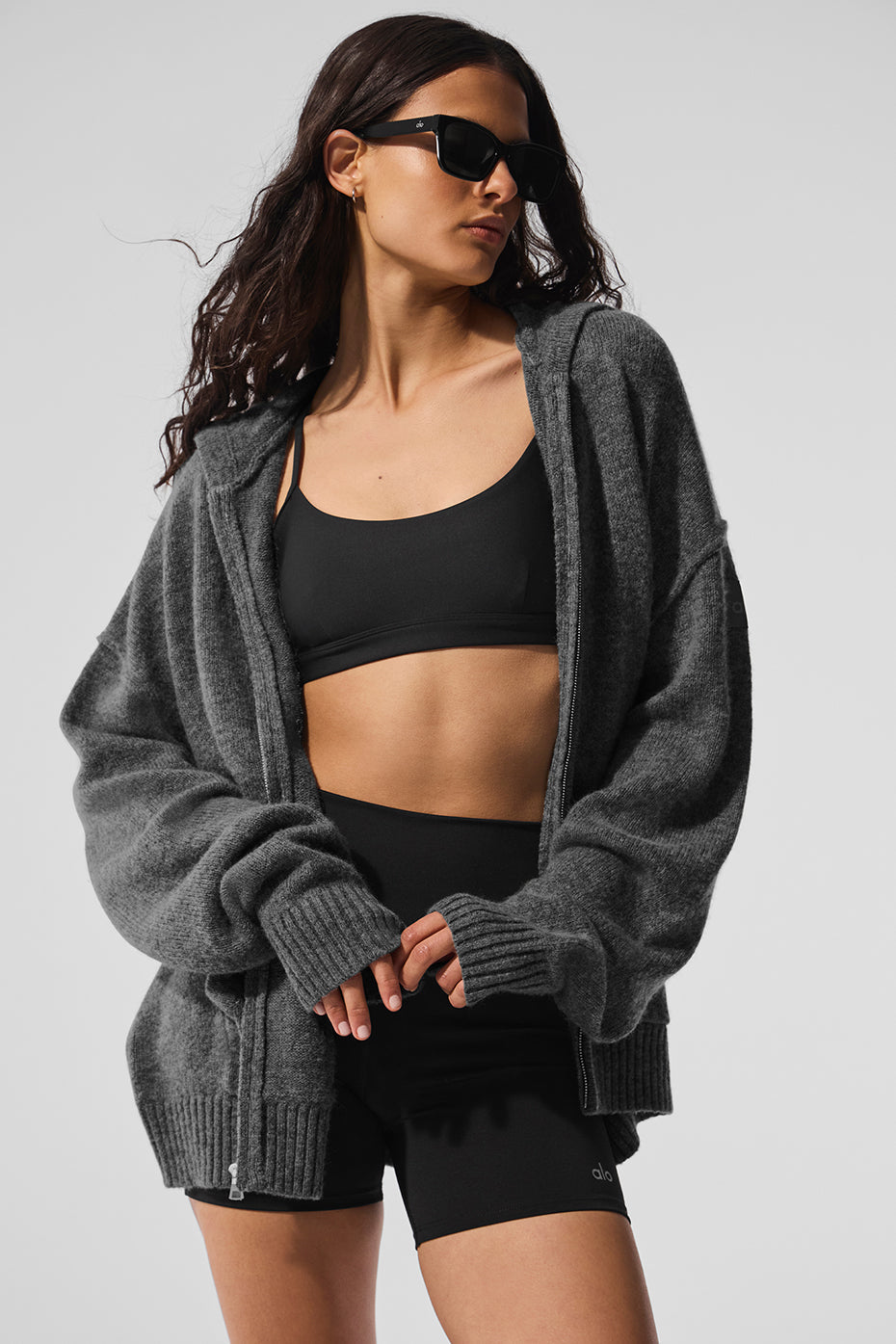 Sweat À Capuche Zippé En Laine Et Cachemire New Class - Platinum Grey