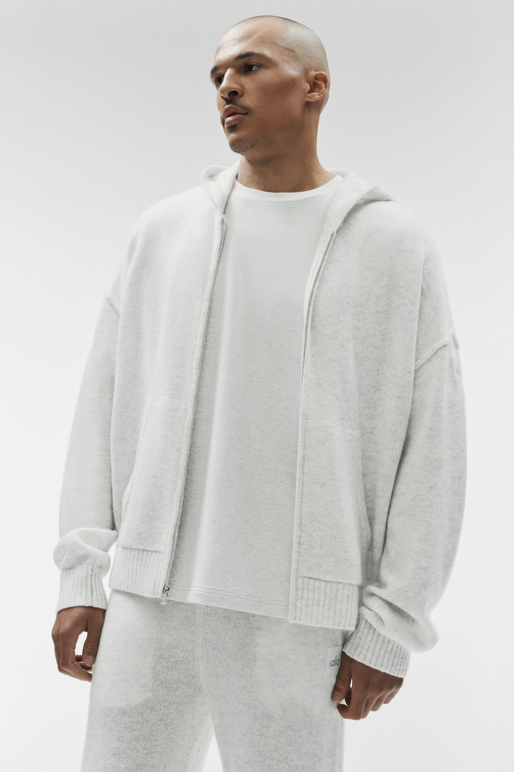Sweat À Capuche Zippé En Laine Et Cachemire New Class - White Heather