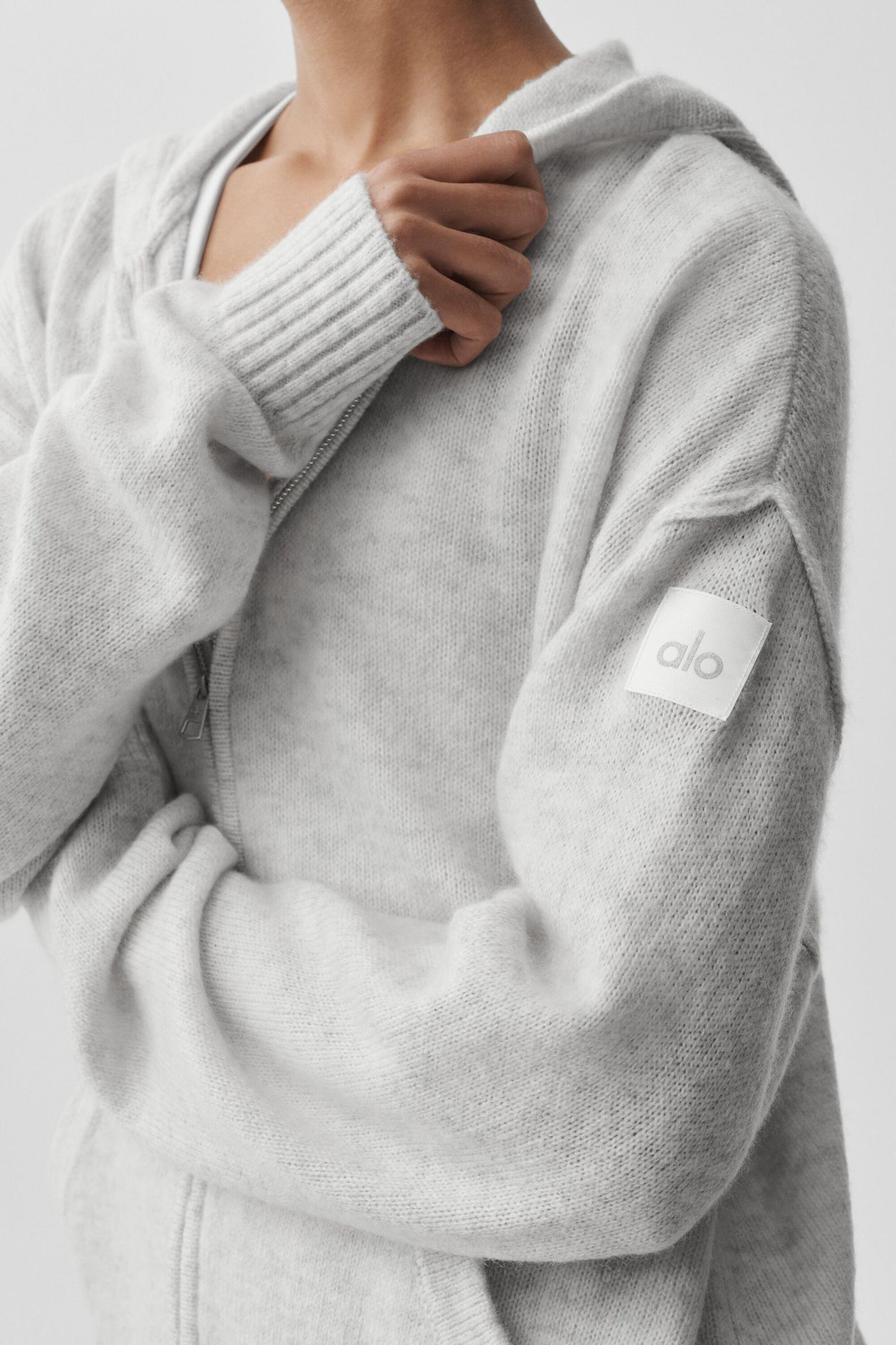 Sweat À Capuche Zippé En Laine Et Cachemire New Class - White Heather