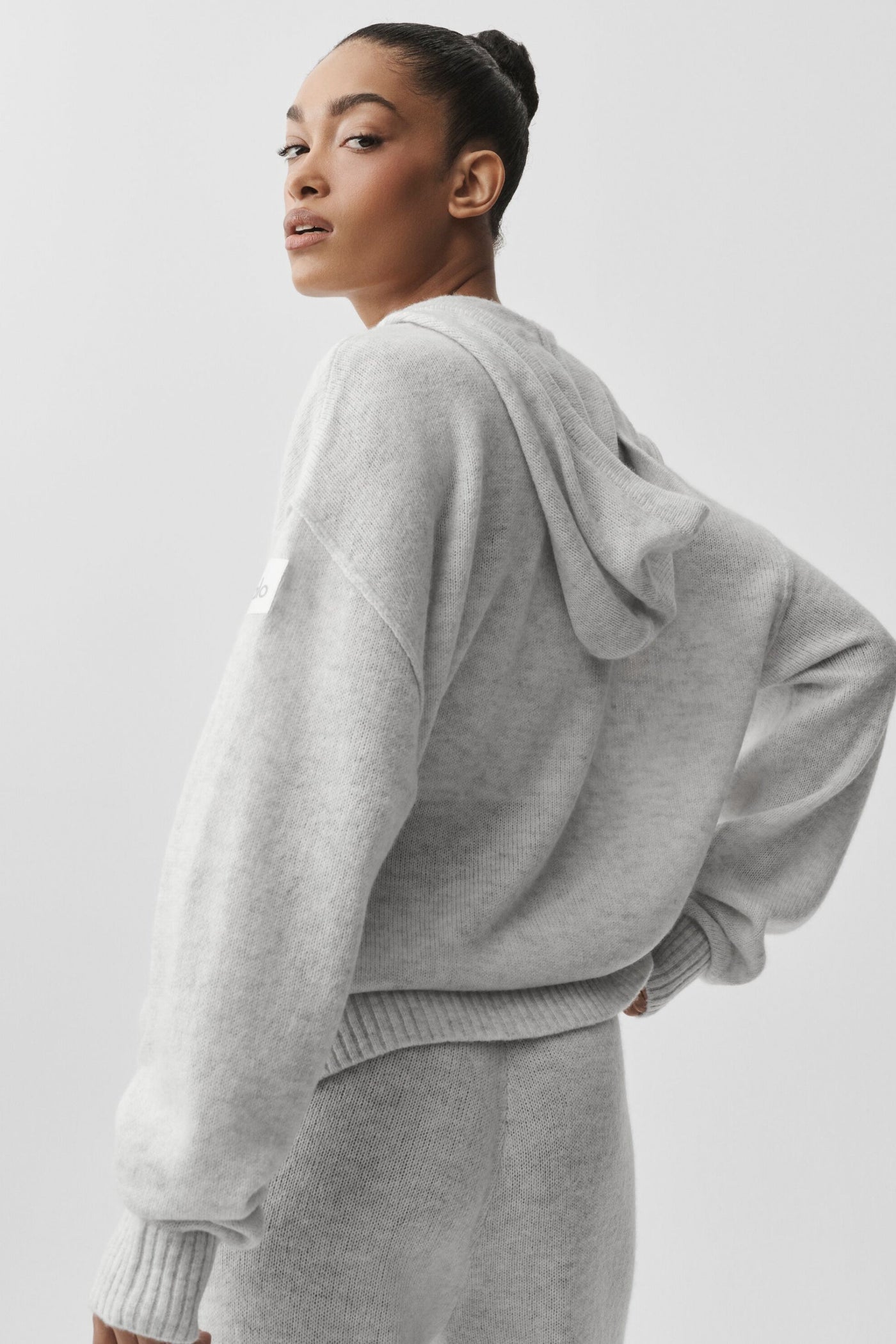 Sweat À Capuche Zippé En Laine Et Cachemire New Class - White Heather