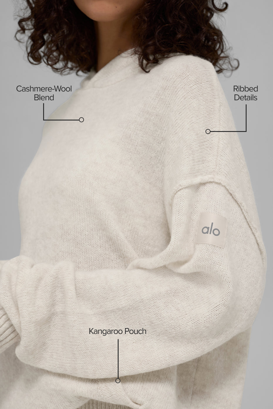 Sweat À Capuche En Laine Et Cachemire New Class - Bone Heather