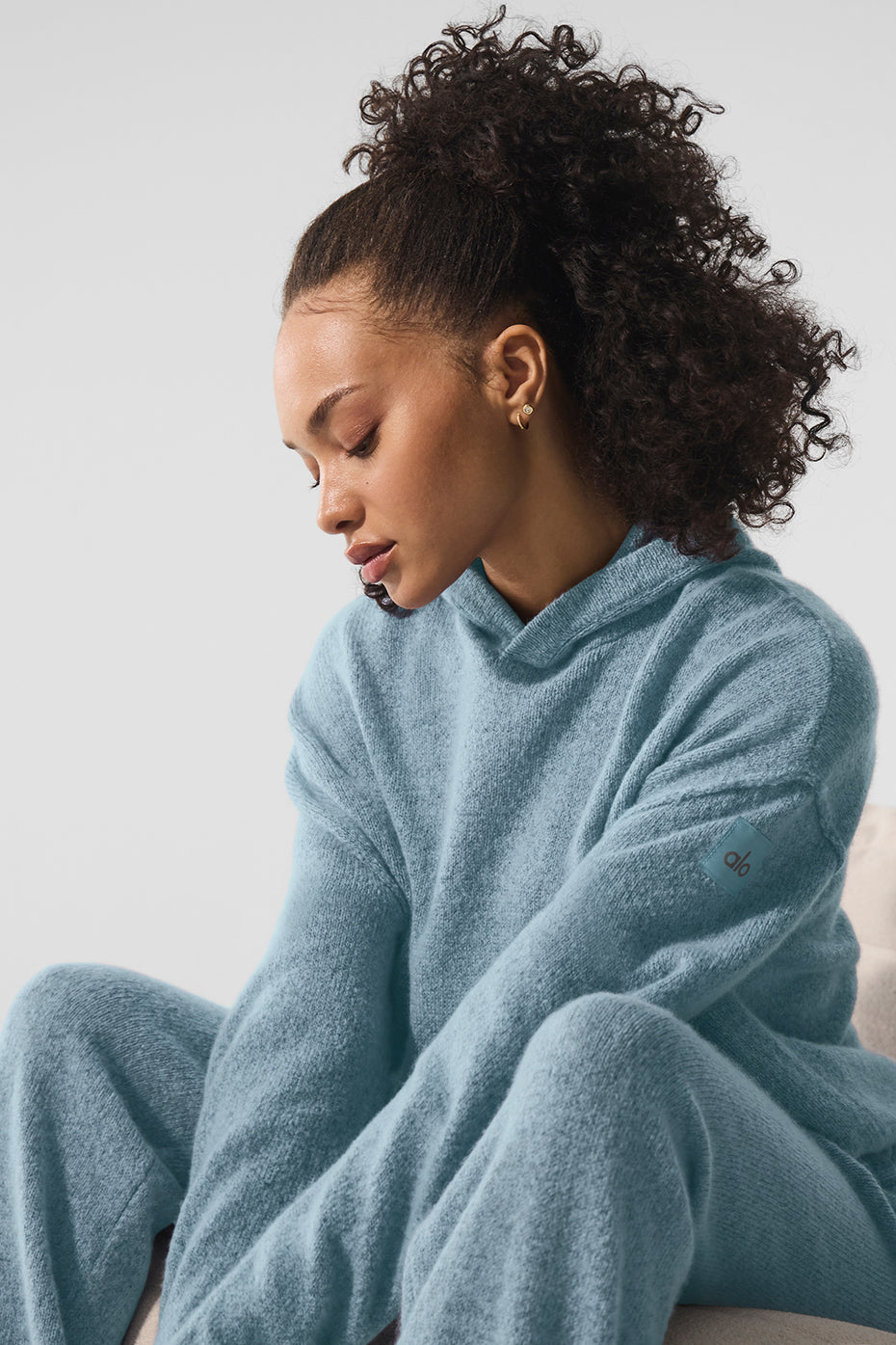 Sweat À Capuche En Laine Et Cachemire New Class - Celestial Blue Granite Heather