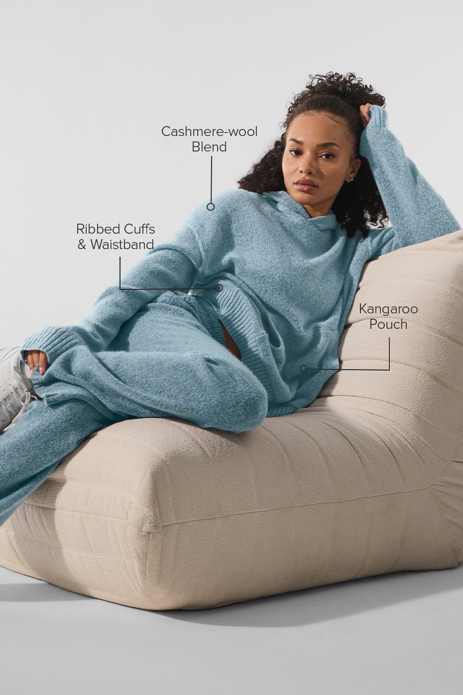 Sweat À Capuche En Laine Et Cachemire New Class - Celestial Blue Granite Heather