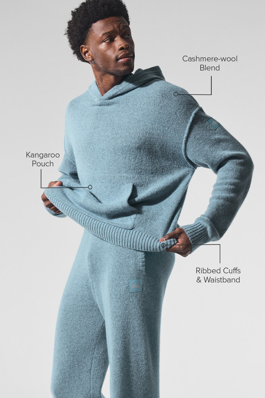 Sweat À Capuche En Laine Et Cachemire New Class - Celestial Blue Granite Heather