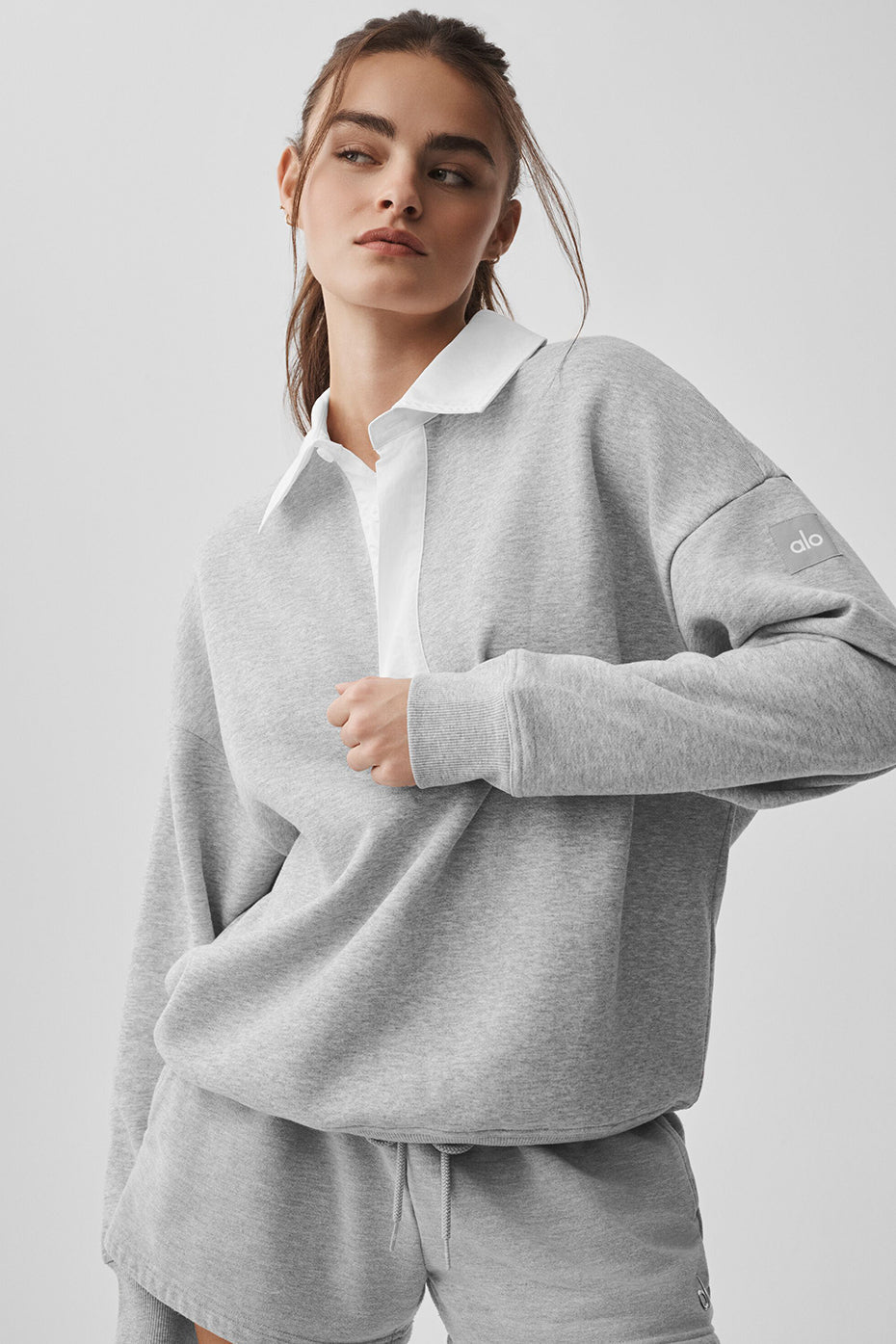 Pull Henley À Manches Longues Take It Easy - Athletic Heather Grey/Blanc