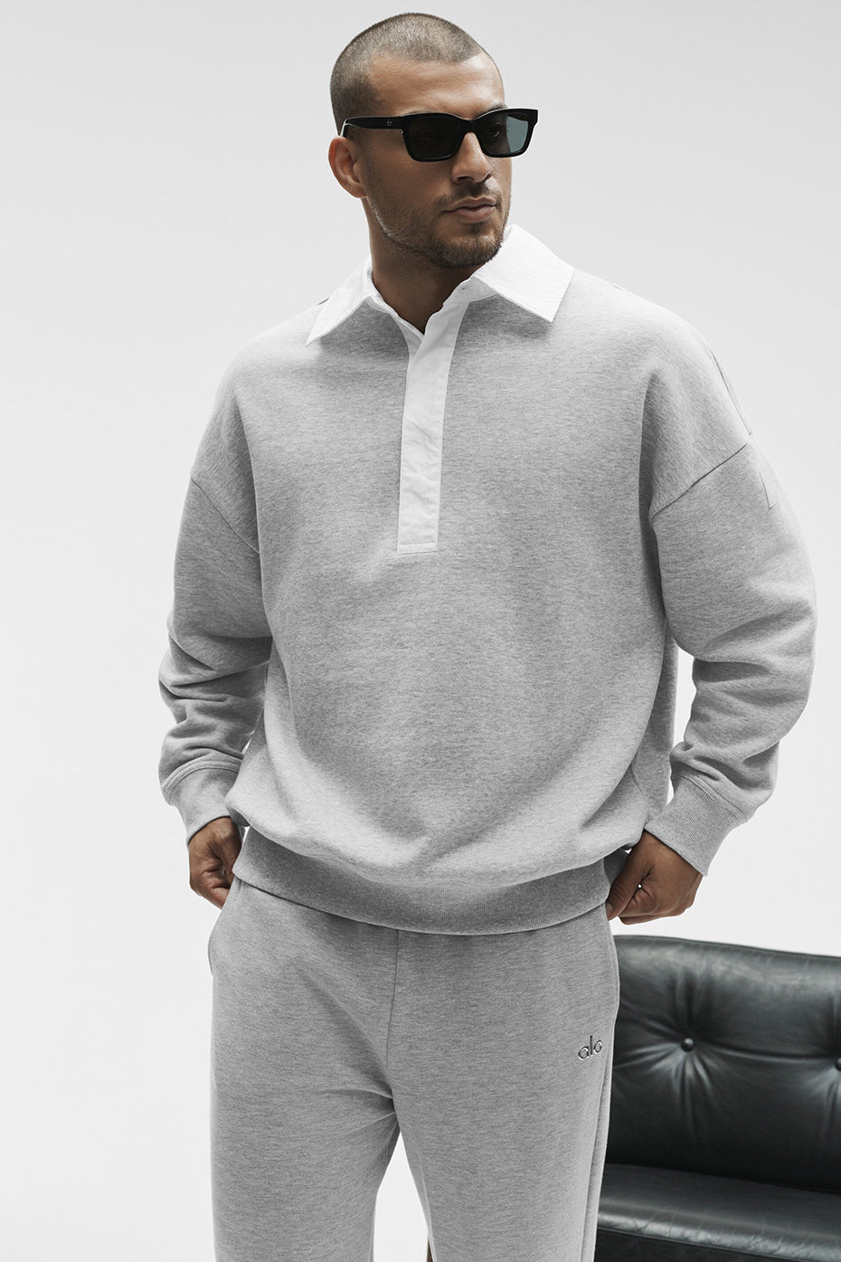 Pull Henley À Manches Longues Take It Easy - Athletic Heather Grey/Blanc