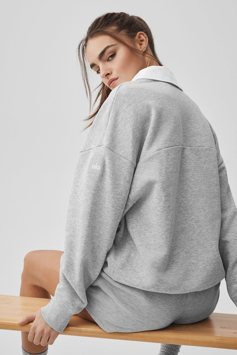 Pull Henley À Manches Longues Take It Easy - Athletic Heather Grey/Blanc