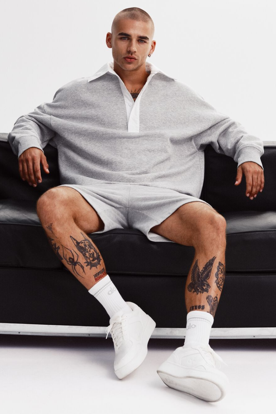 Pull Henley À Manches Longues Take It Easy - Athletic Heather Grey/Blanc