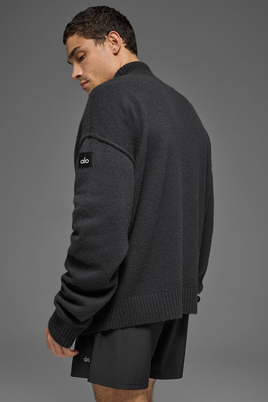 Pull zippé New Class 1/4 en laine et cachemire - Noir