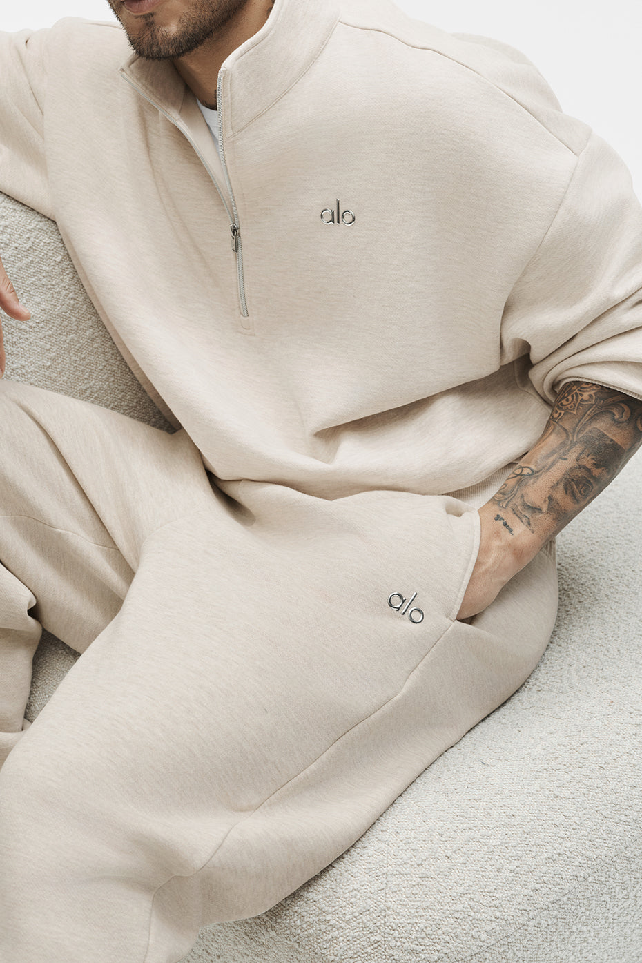 Pantalon De Survêtement Coupe Droite Accolade - Oatmeal Heather