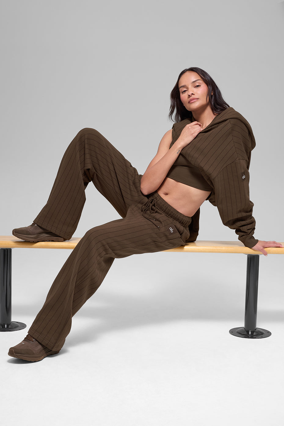 Pantalon De Survêtement Coupe Droite Pinstripe - Espresso Pinstripe