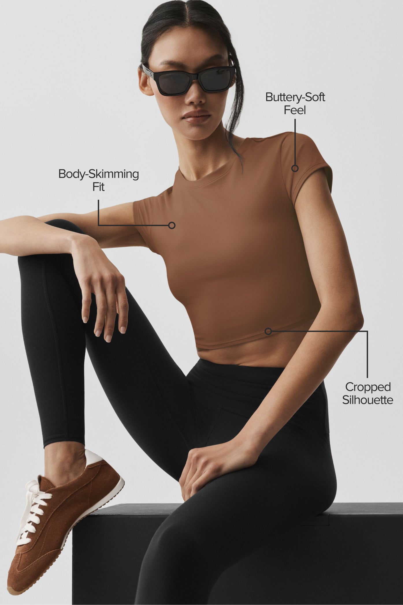 Haut Court Manches Courtes Alosoft Finesse - Sun Kissed Brown