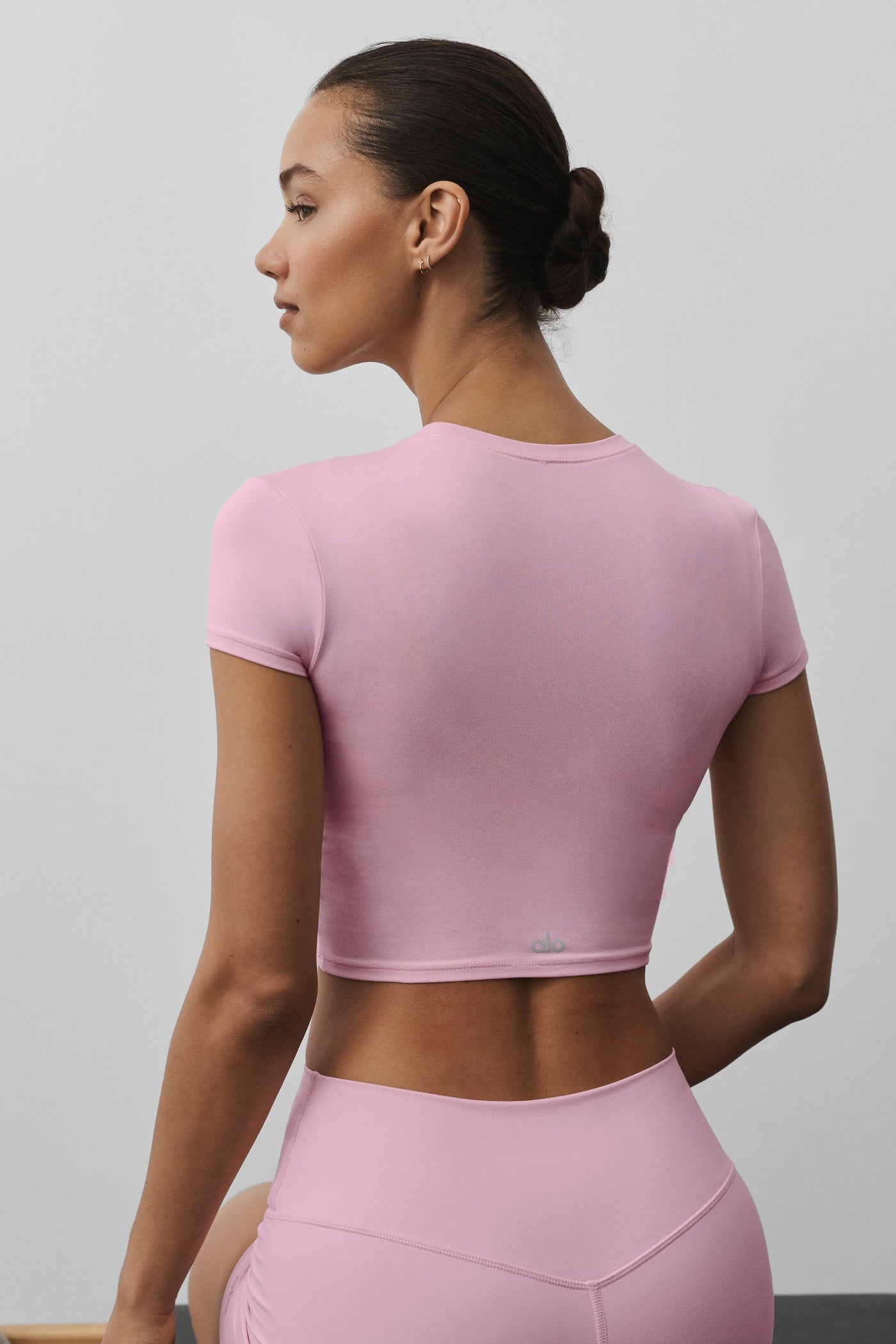 Alosoft Crop Finesse Manches Courtes - Rose Guimauve