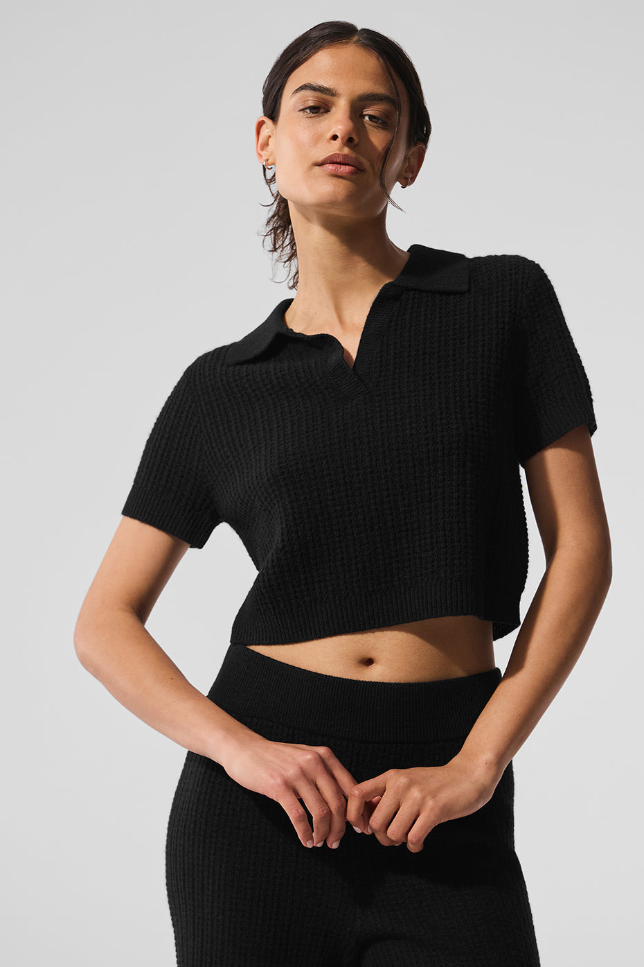 Polo En Cachemire Plush Waffle - Noir