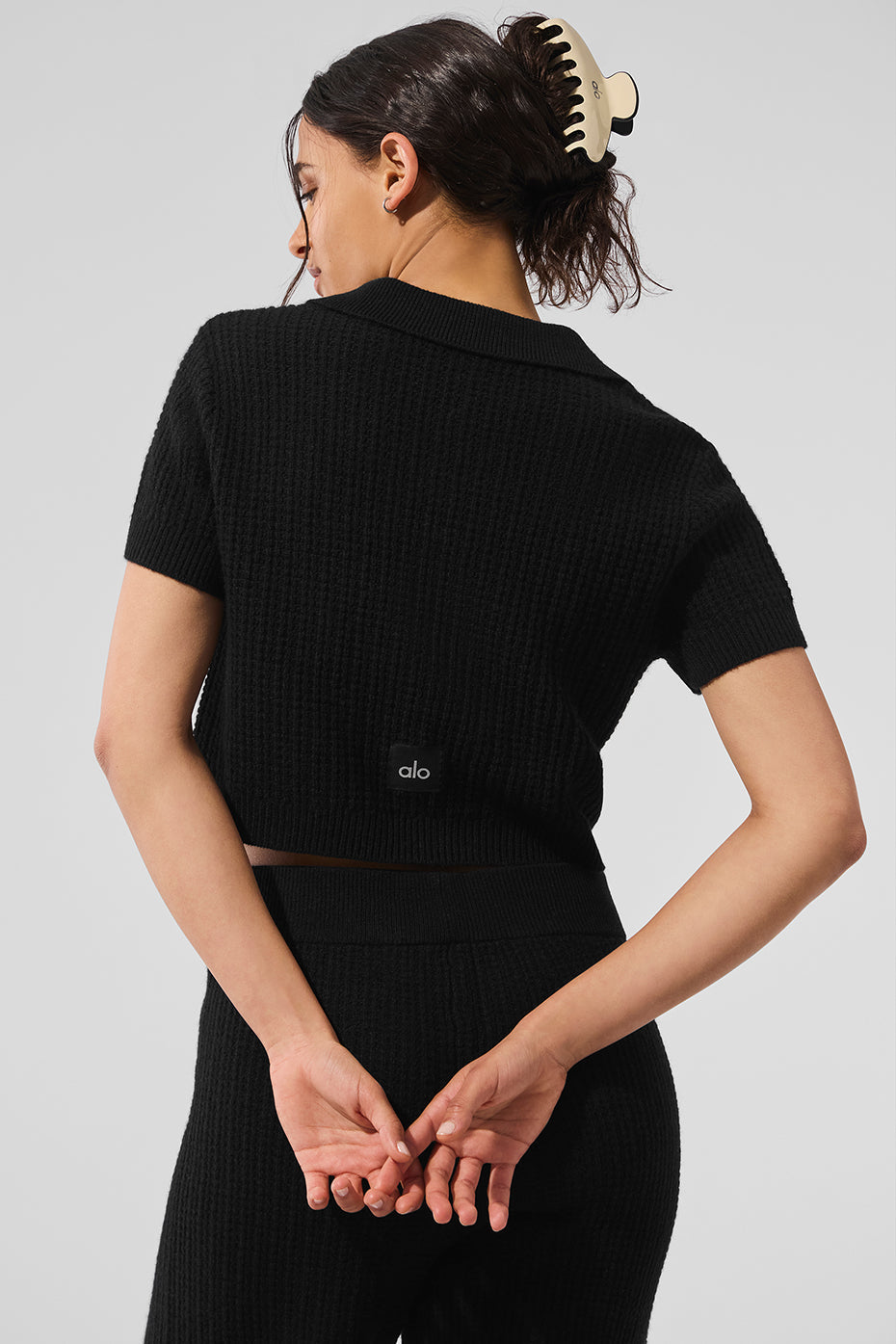 Polo En Cachemire Plush Waffle - Noir
