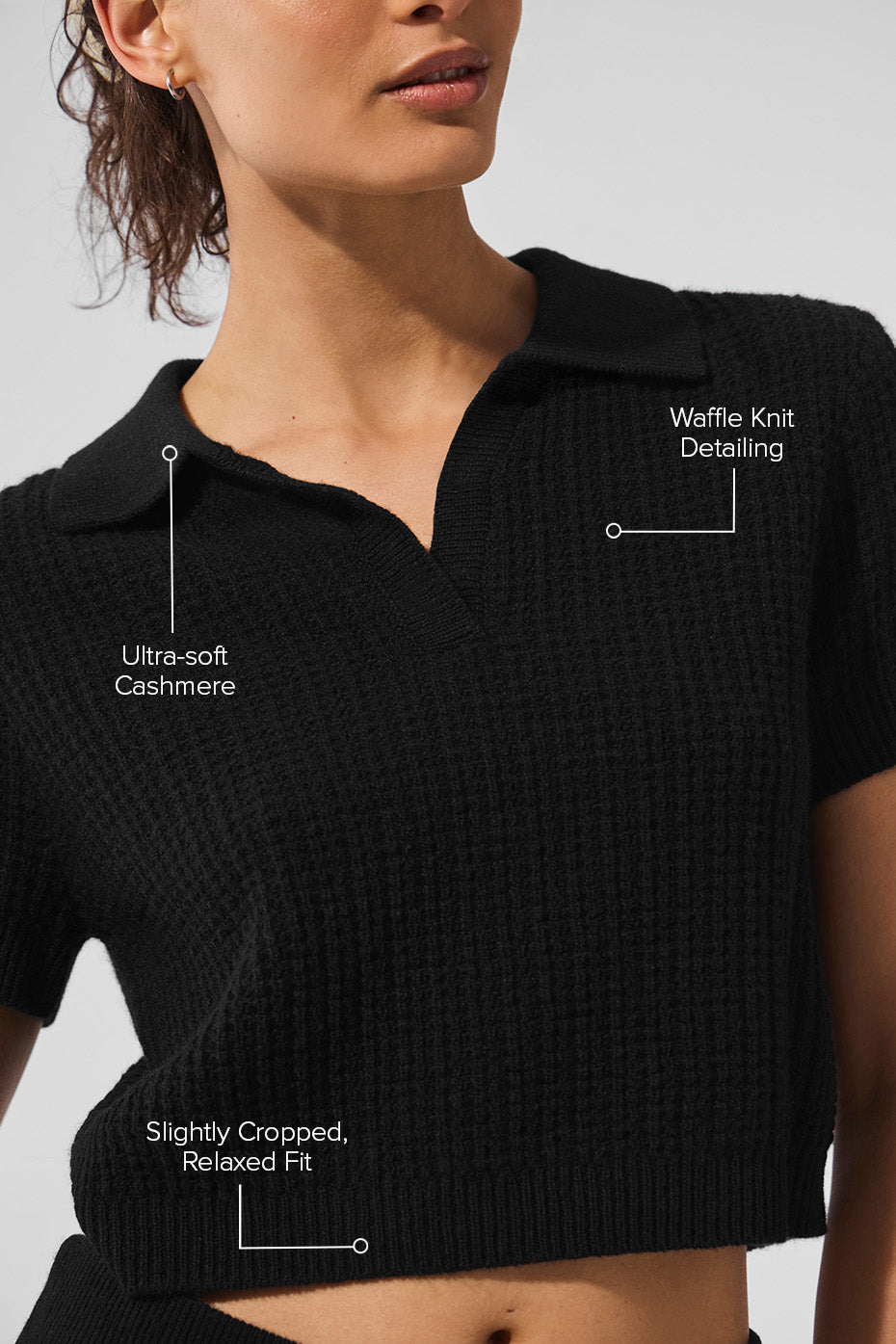 Polo En Cachemire Plush Waffle - Noir
