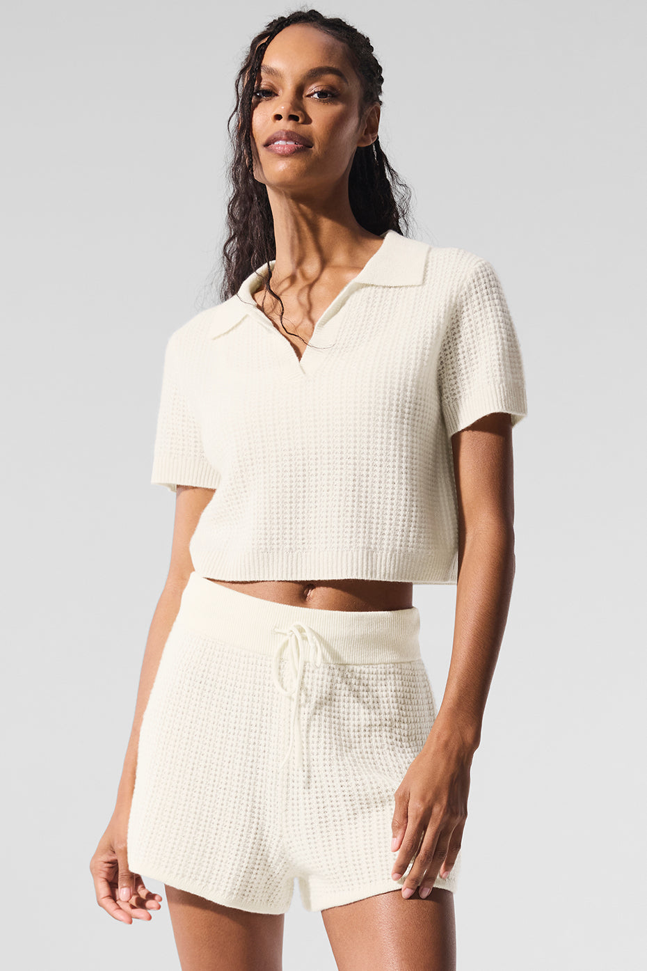 Polo En Cachemire Plush Waffle - Ivory